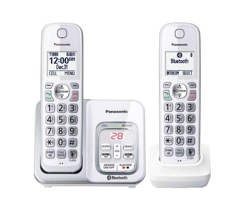Panasonic KX-TGD592W | Téléphone sans fil - 2 combinés - Liaison cellulaire - Répondeur - Bluetooth - Blanc-SONXPLUS.com