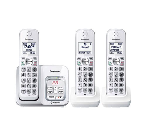 Panasonic KX-TGD593W | Téléphone sans fil - 3 combinés - Liaison cellulaire - Répondeur - Bluetooth - Blanc-SONXPLUS.com