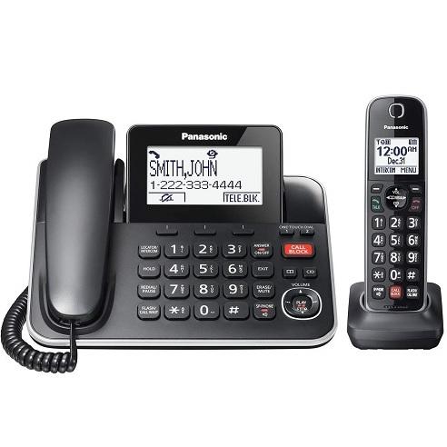 Panasonic KXTGF870B | Combo téléphone sans fil - 1 combiné fixe et 1 combinés sans fil - Répondeur - Noir-SONXPLUS.com