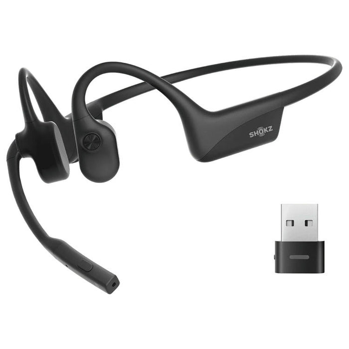 SHOKZ OpenComm2 USB-A | Écouteurs à conduction osseuse - Bluetooth - Adaptateur USB-A - Microphone - Noir-SONXPLUS.com